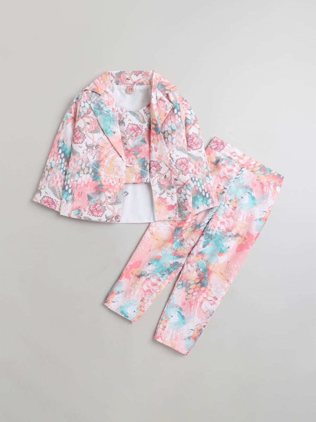 

The Magic Wand Girls Printed Top and Blazer with Trousers, Pink