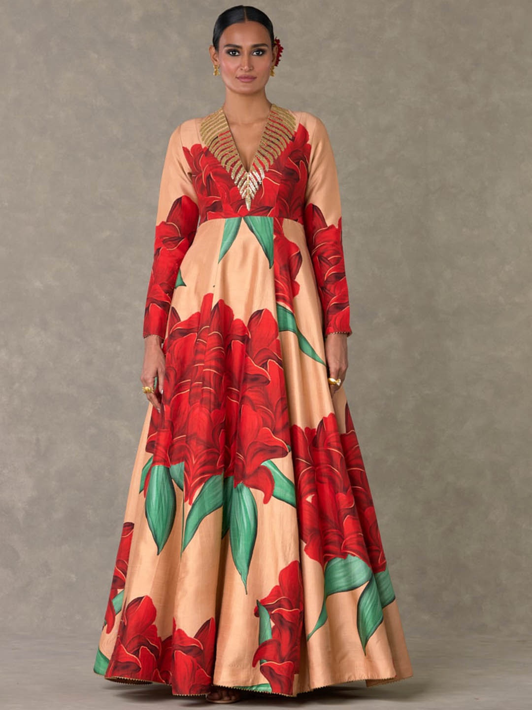 

Masaba Floral Printed Maxi Ethnic Gown, Red