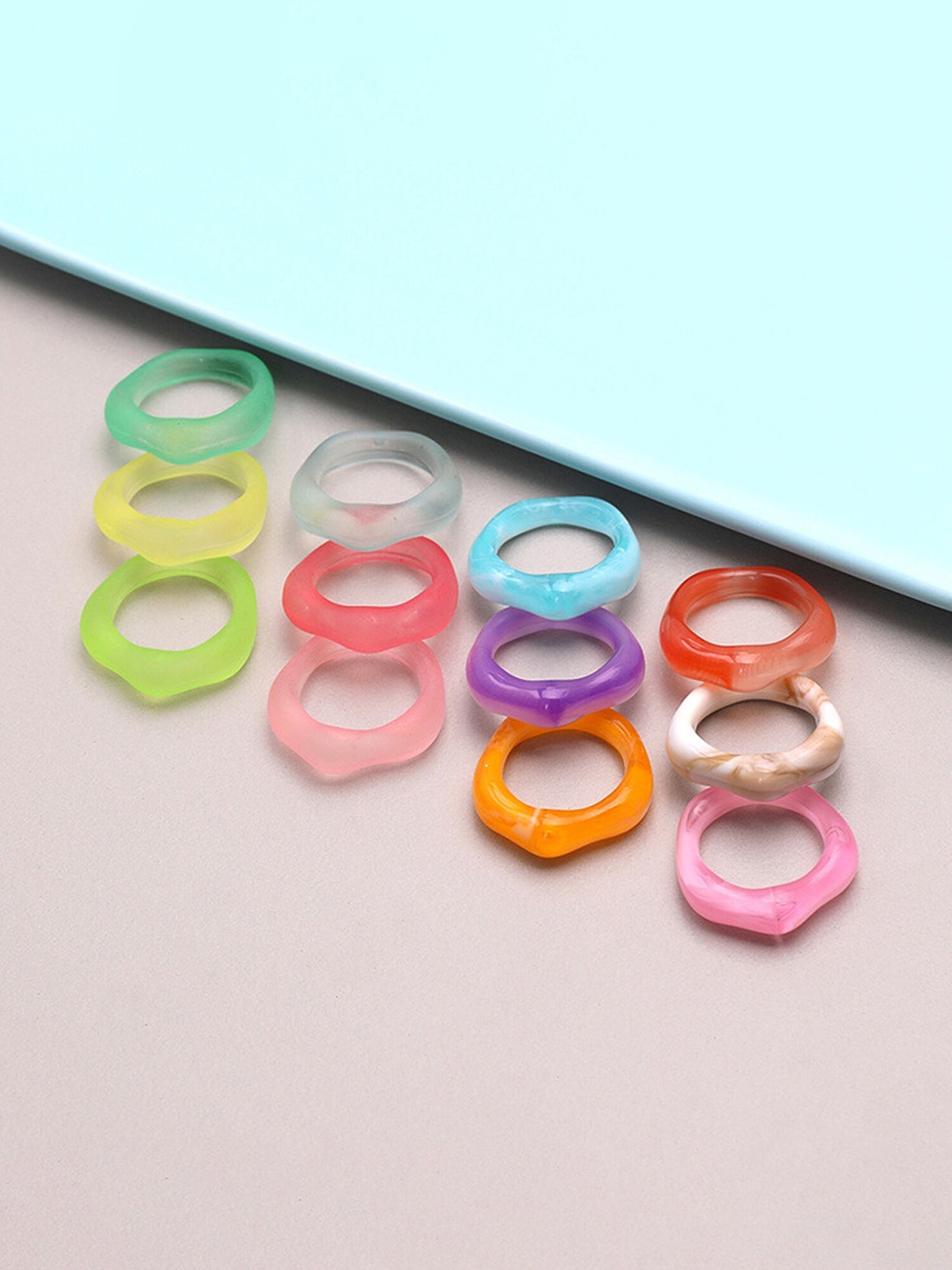

Yellow Chimes Set Of 12 Adjustable Finger Ring, Blue