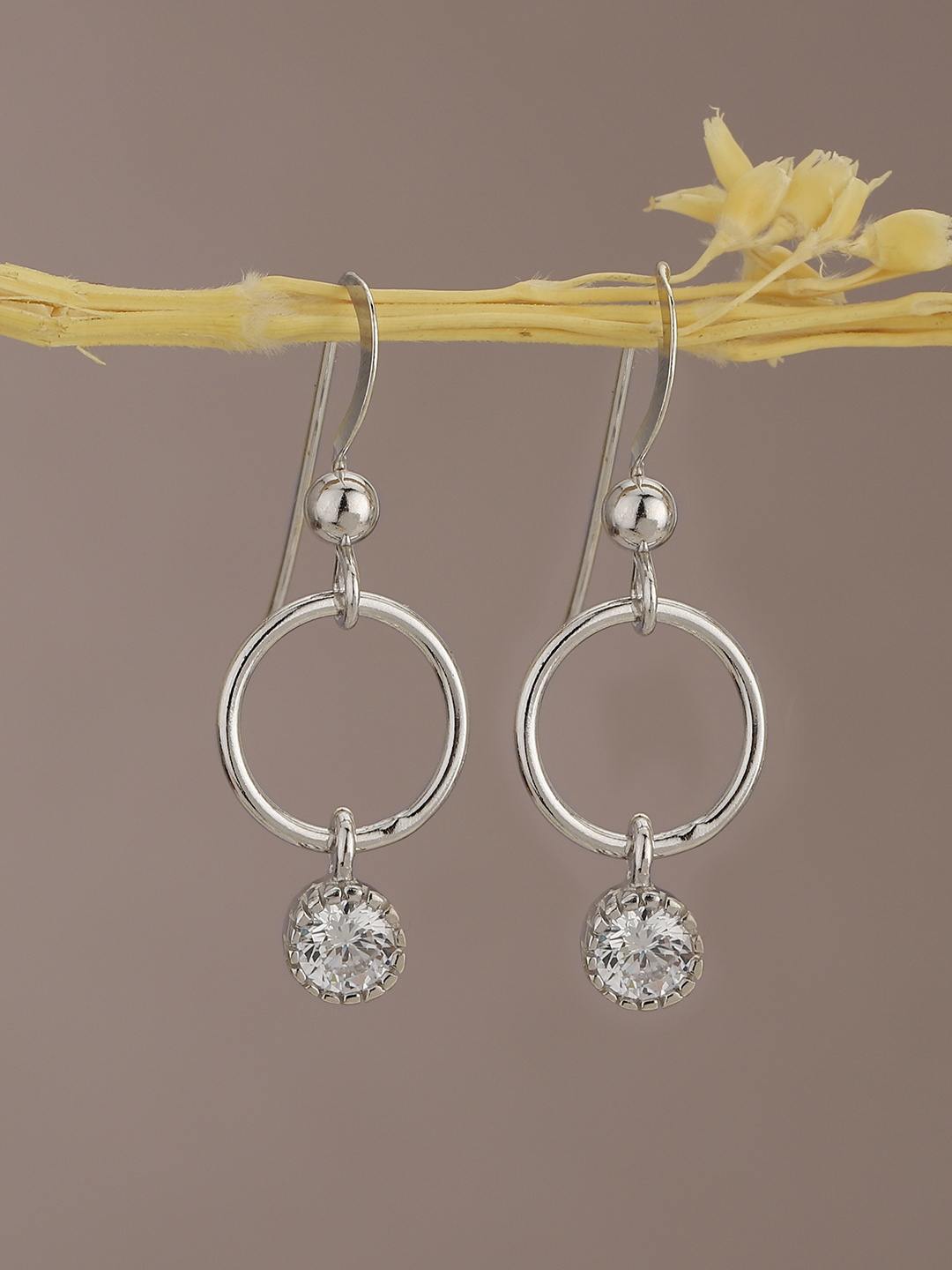 

Carlton London Rhodium-Plated Circular Drop Earrings, Silver