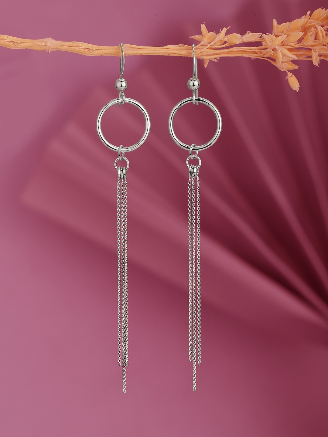 

Carlton London Rhodium-Plated Geometric Tasselled Drop Earrings, Silver
