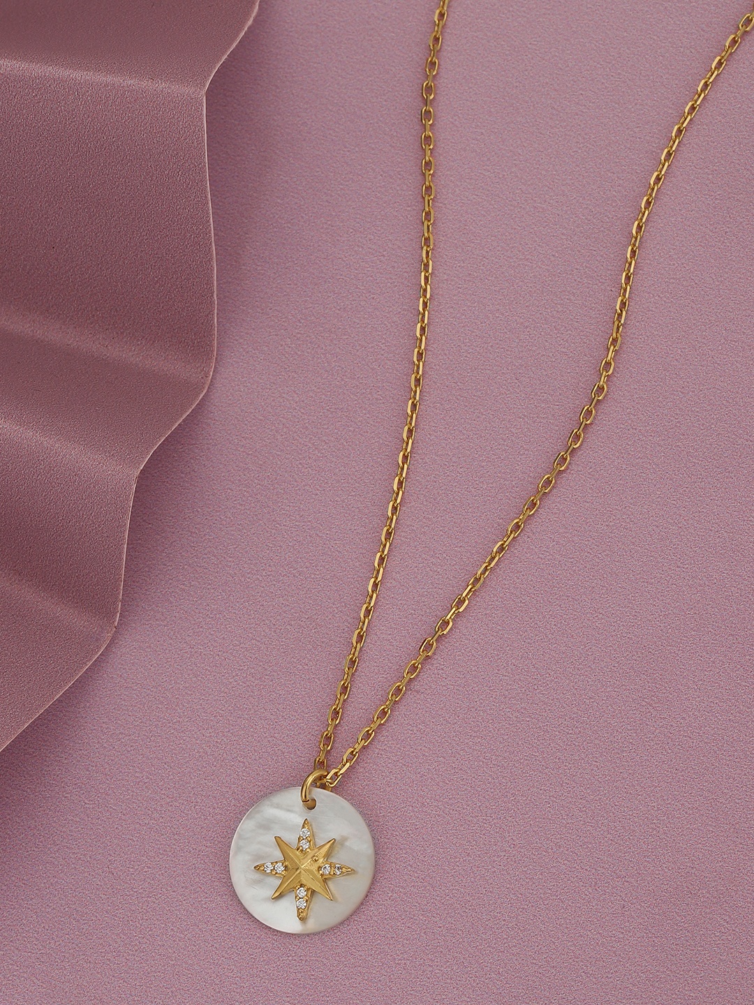 

Carlton London 18kt Gold-Plated CZ-Studded Star Pendant with Chain
