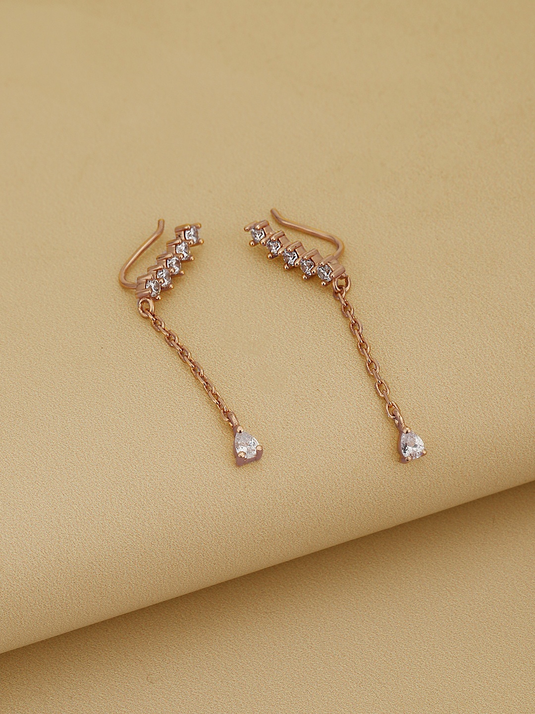 

Carlton London Rose Gold-Plated CZ Contemporary Drop Earrings