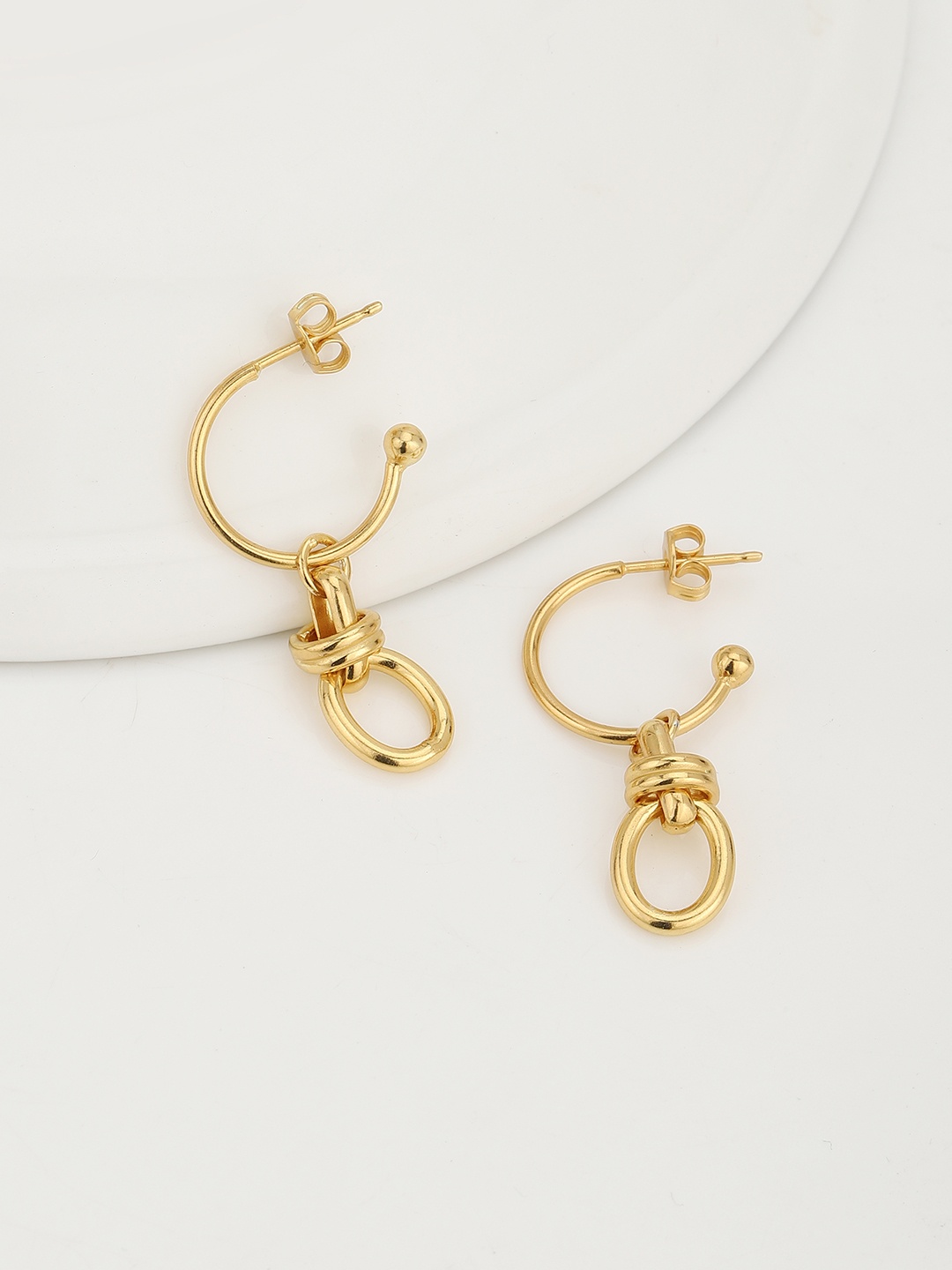 

Carlton London Gold-Plated Contemporary Half Hoop Earrings