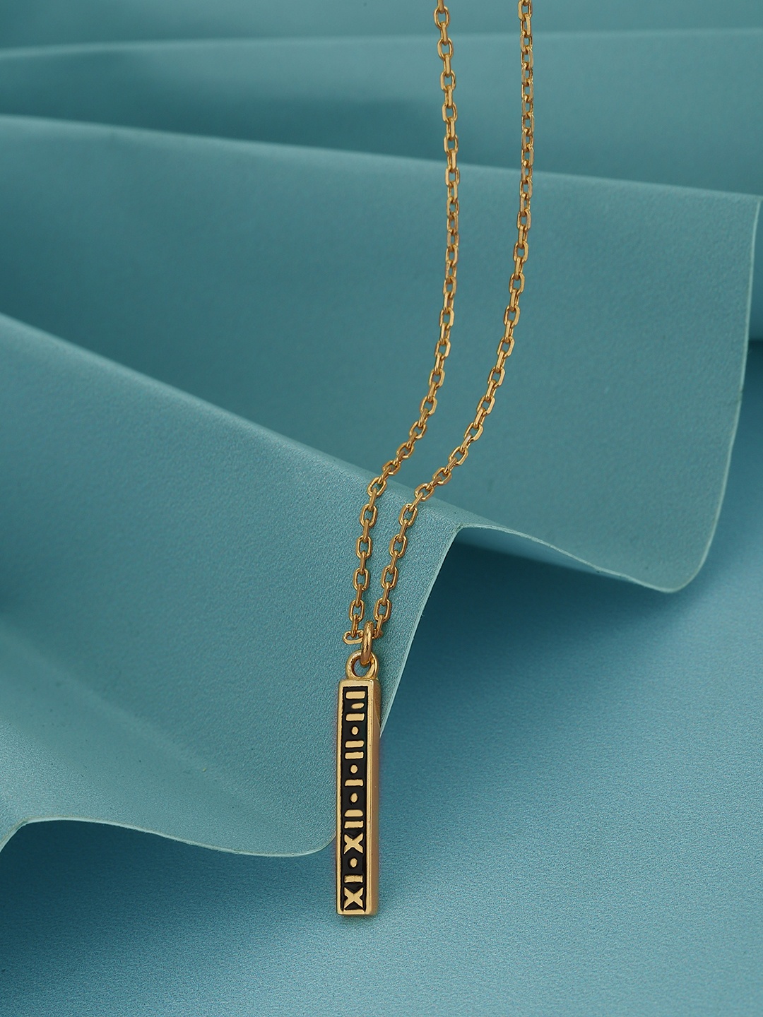 

Carlton London Men 18KT Gold-Plated Enamel Pendant with chain
