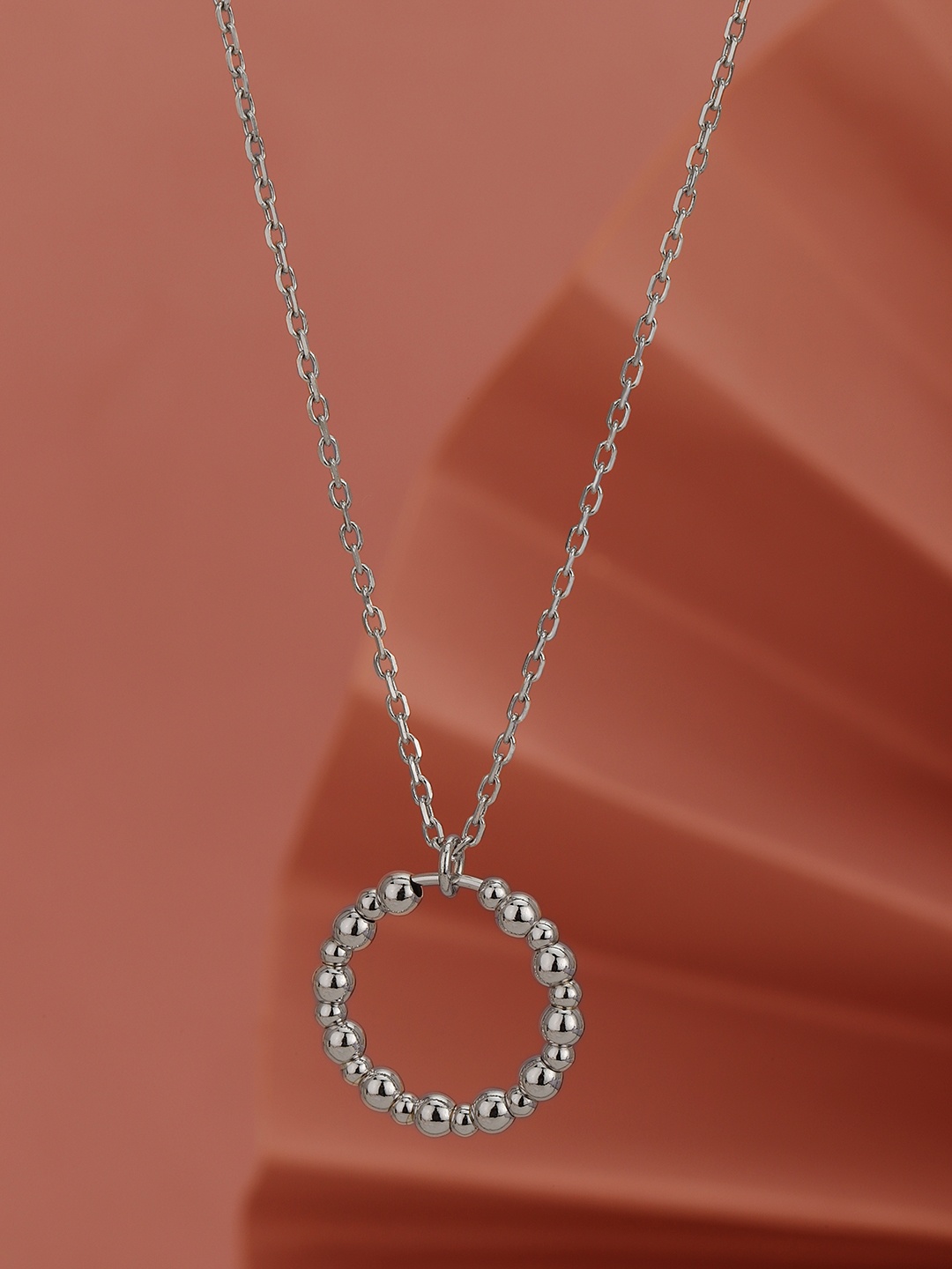 

Carlton London Rhodium-Plated Circular Pendant with Chain, Silver