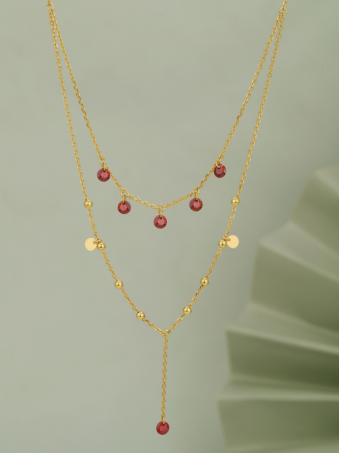 

Carlton London Brass Gold-Plated CZ-Studded Layered Necklace