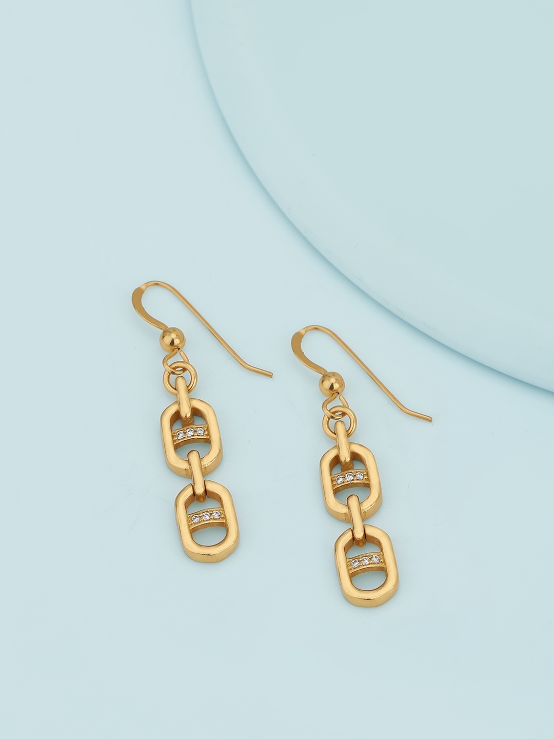 

Carlton London Gold-Plated Contemporary Drop Earrings