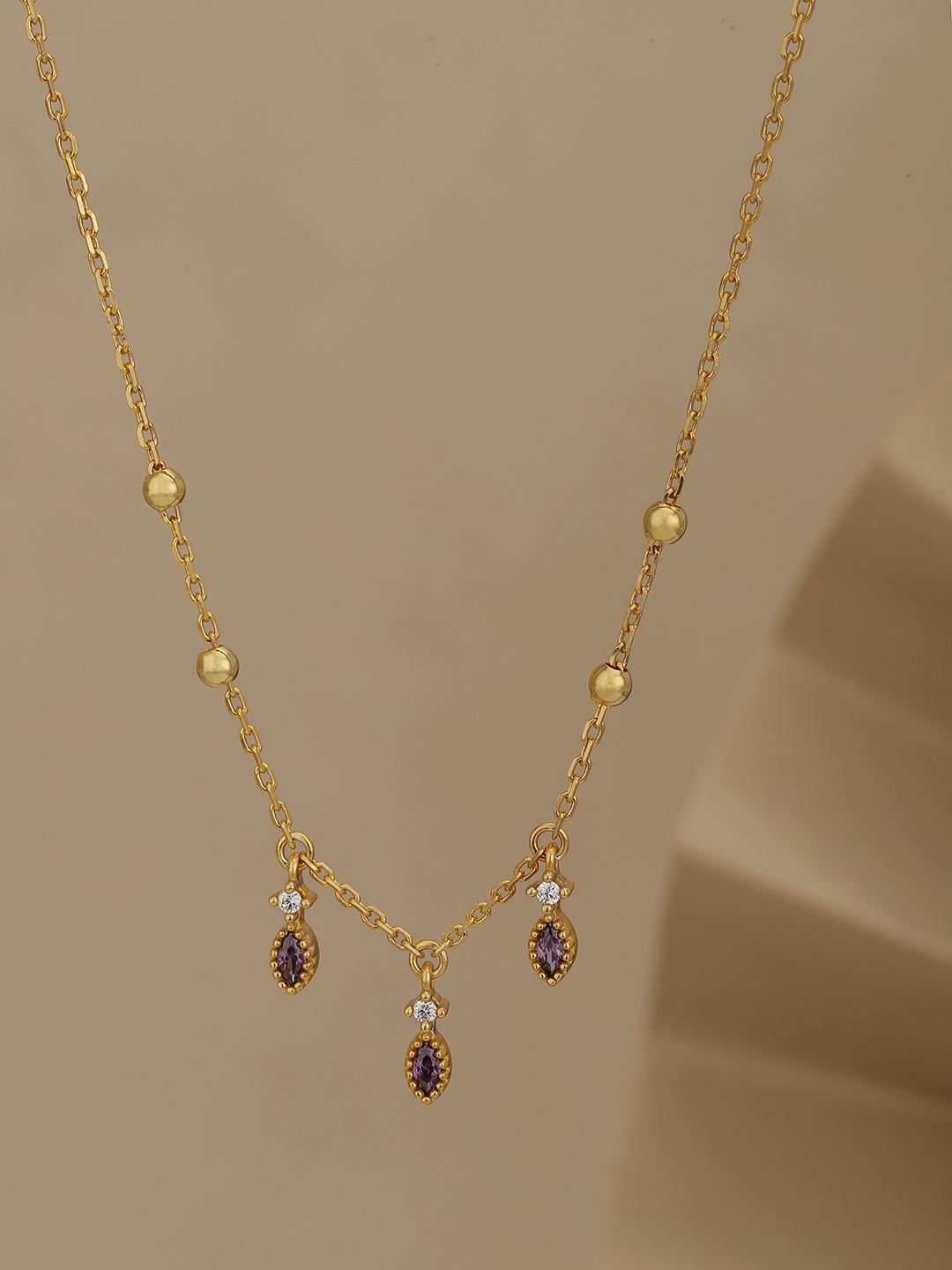 

Carlton London Brass Gold-Plated CZ-Studded Necklace