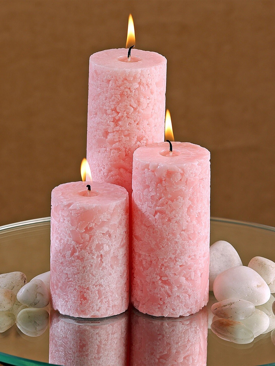 

Parkash Candles 3-Pcs Pink Marble Finish White Sage Scented Pillar Candles