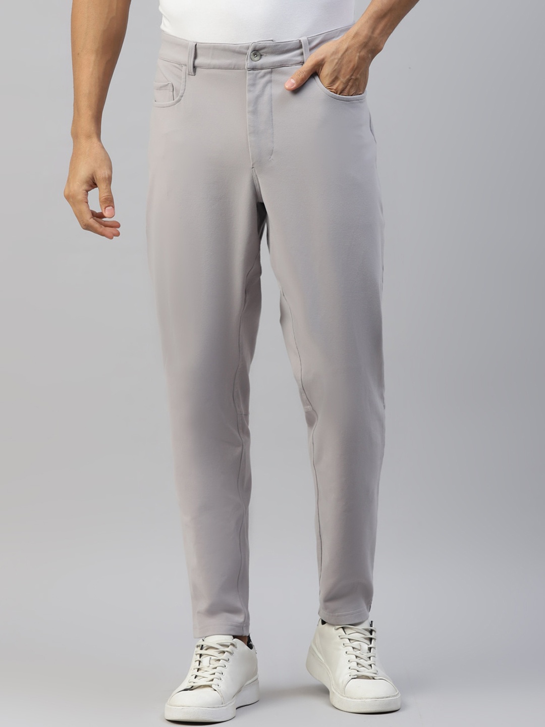 

Slowave Men Purple High-Rise Trousers