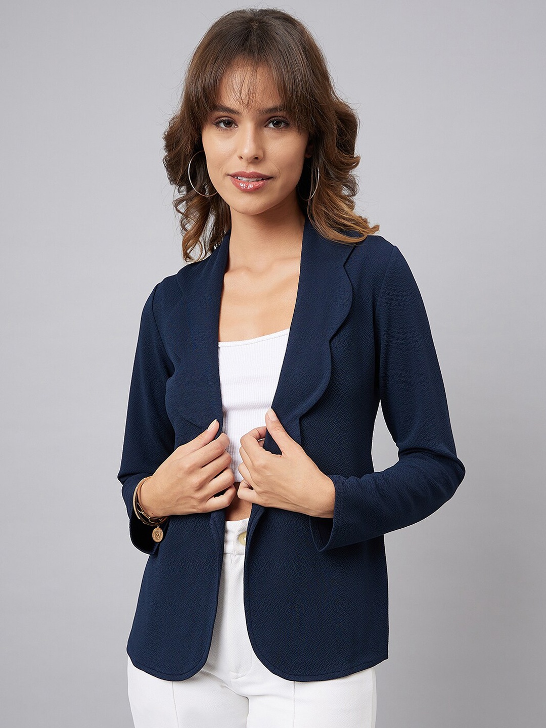 

Chemistry Long Sleeves Front-Open Blazer, Navy blue