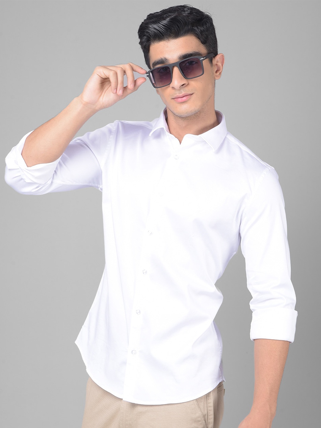 

Crimsoune Club Slim Fit Cotton Casual Shirt, White