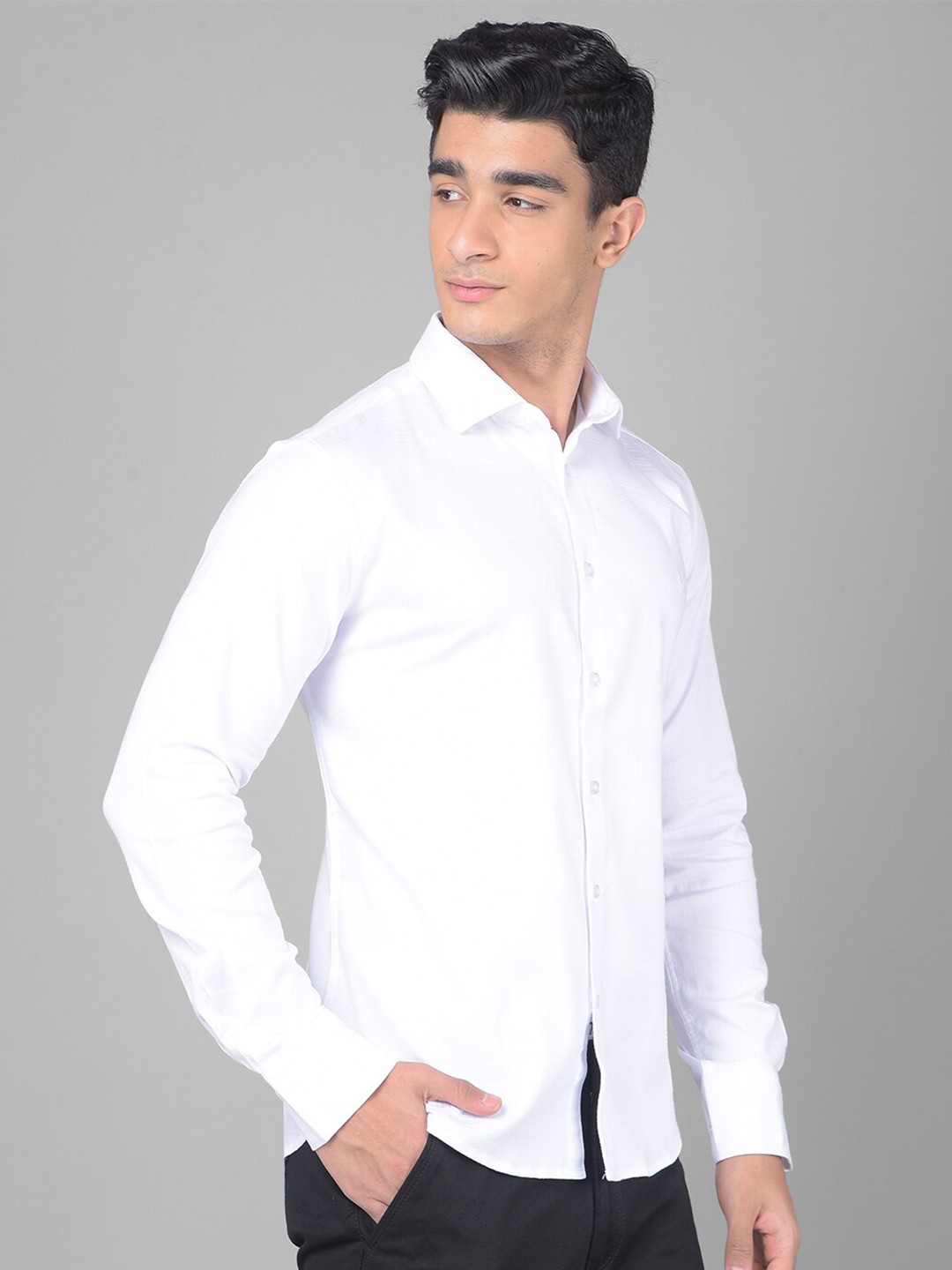 

Crimsoune Club Slim Fit Cotton Casual Shirt, White