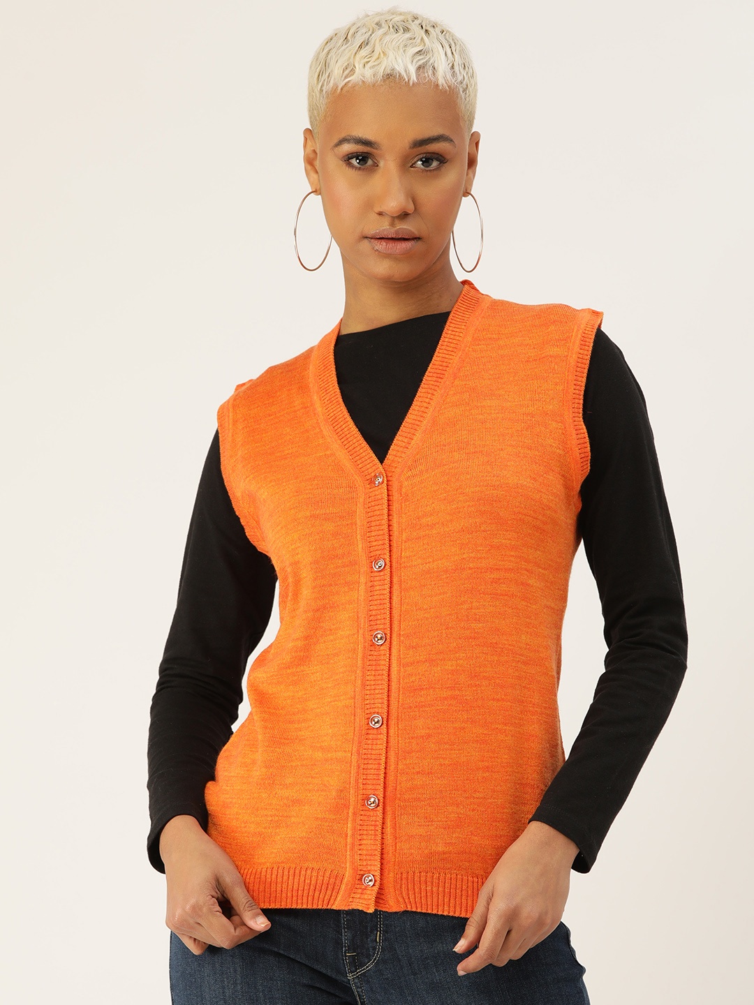 

Monte Carlo Sleeveless Woollen Cardigan, Orange