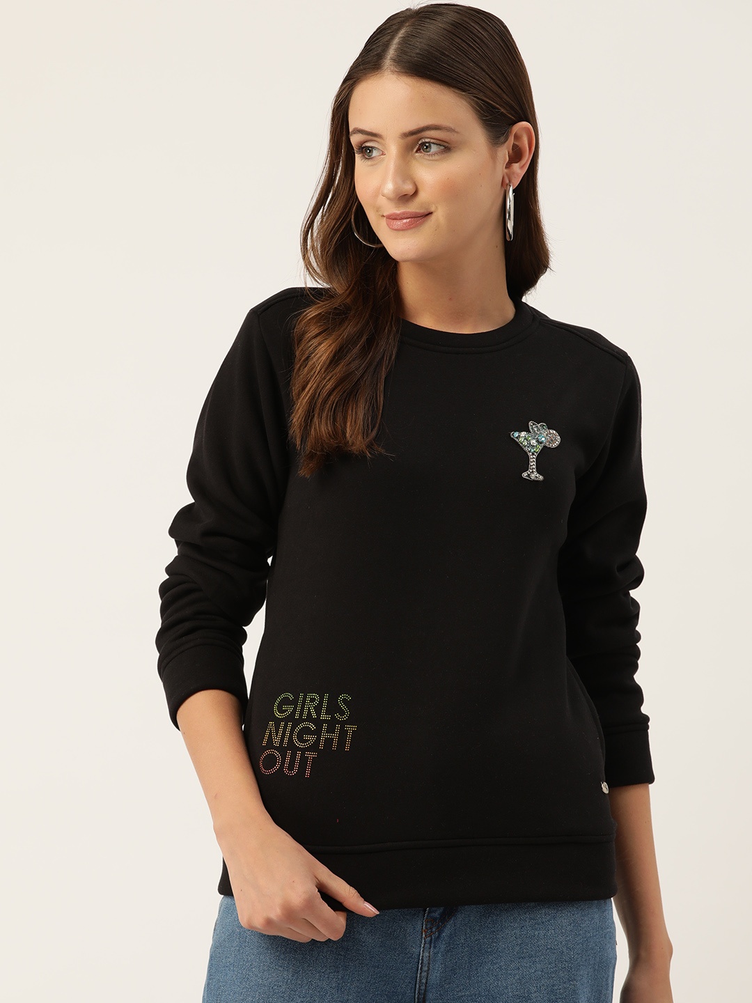 

Monte Carlo Women Embellished Sweatshirt, Black