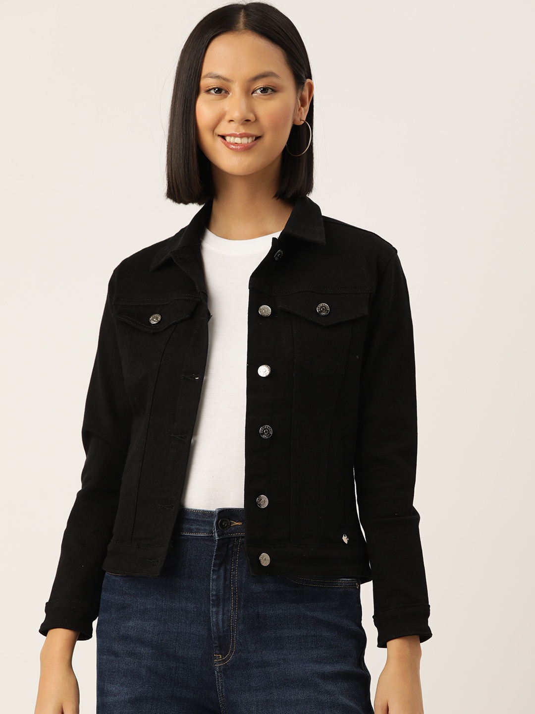 

Monte Carlo Pocket Detail Denim Jacket, Black