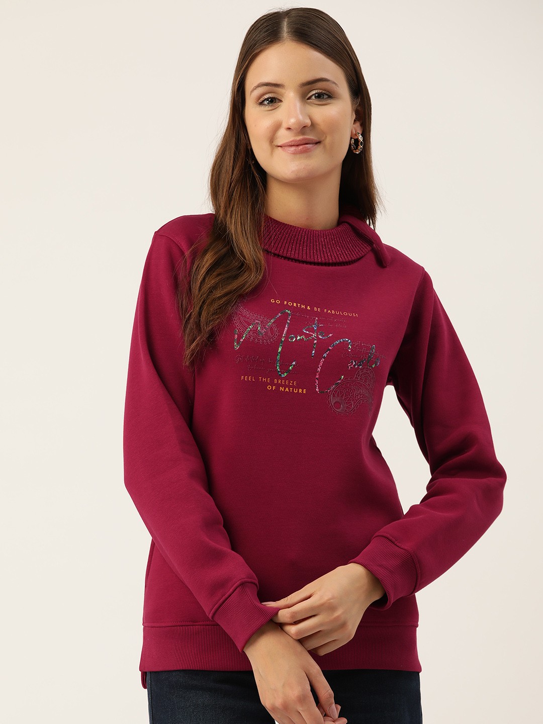 

Monte Carlo Typography Printed Round-Neck Sweatshirt, Red