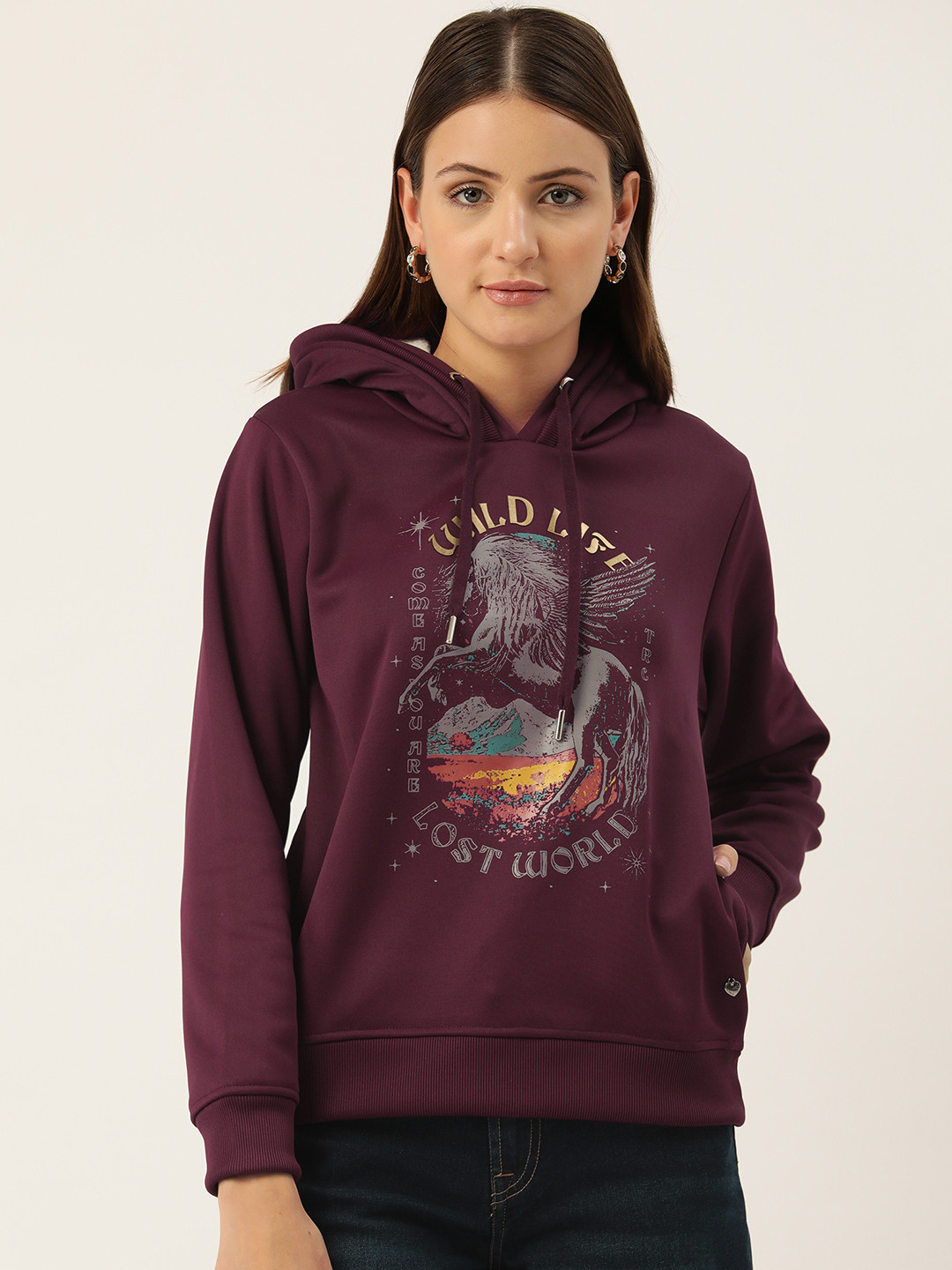 

Monte Carlo Graphic Printed Hooded Sweatshirt, Burgundy