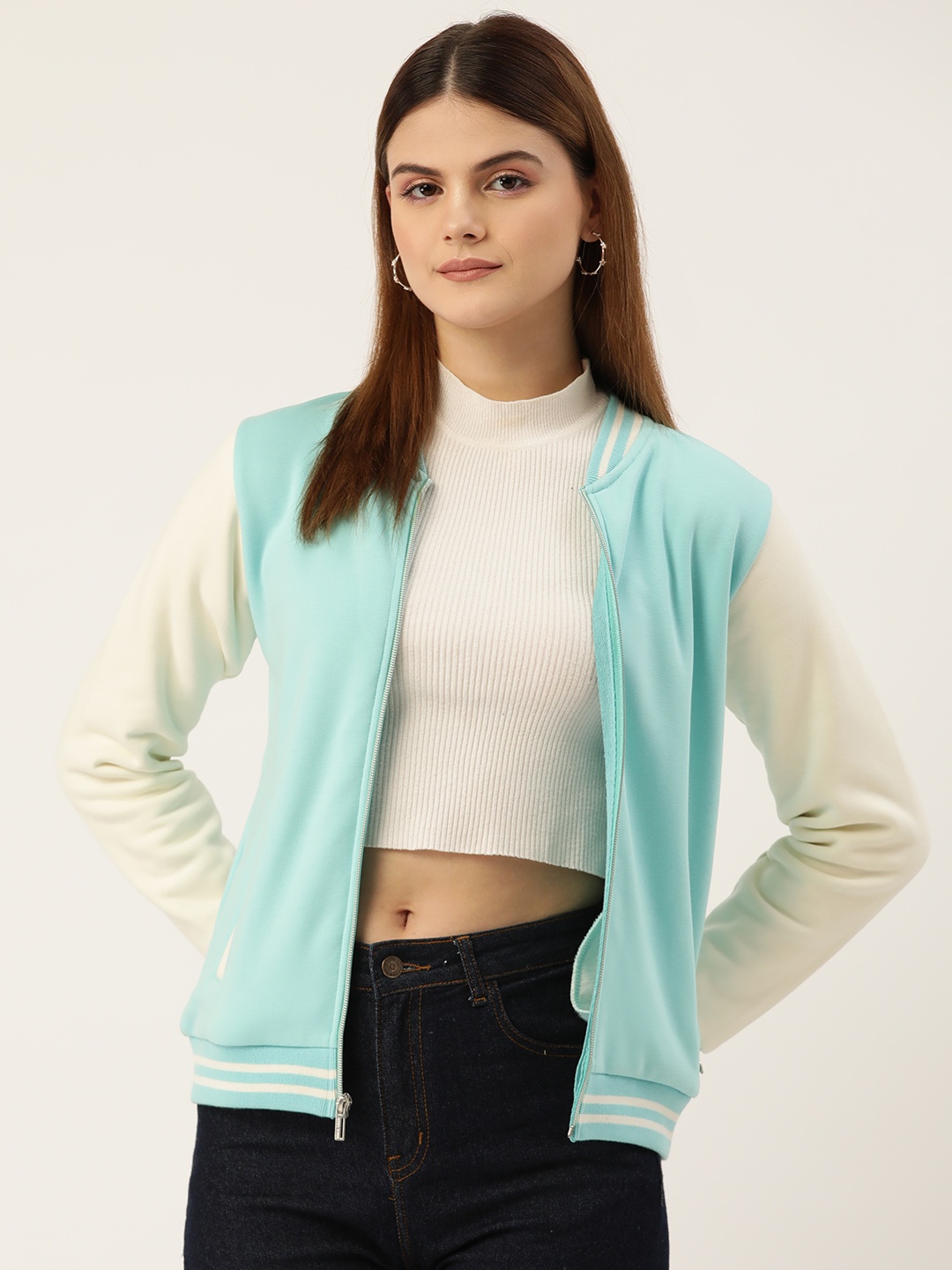 

Monte Carlo Stand Collar Front-Open Sweatshirt, Blue