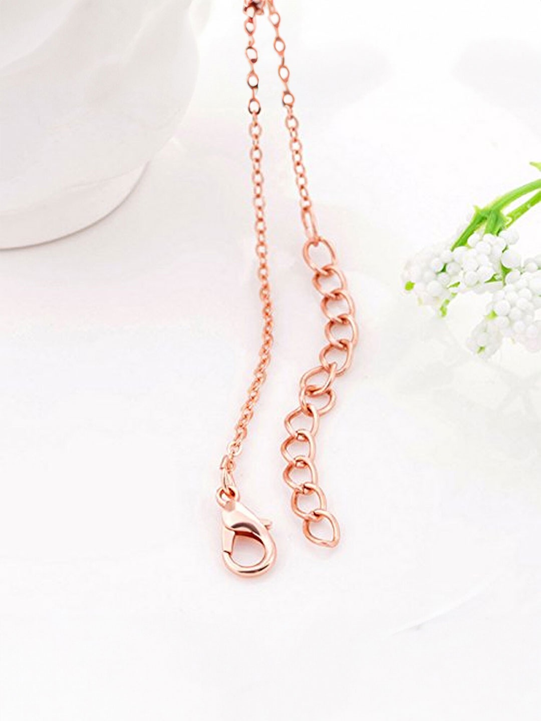 

Yellow Chimes High Quality Swiss AAA Zircon Studded Pendant With Chain, Rose gold
