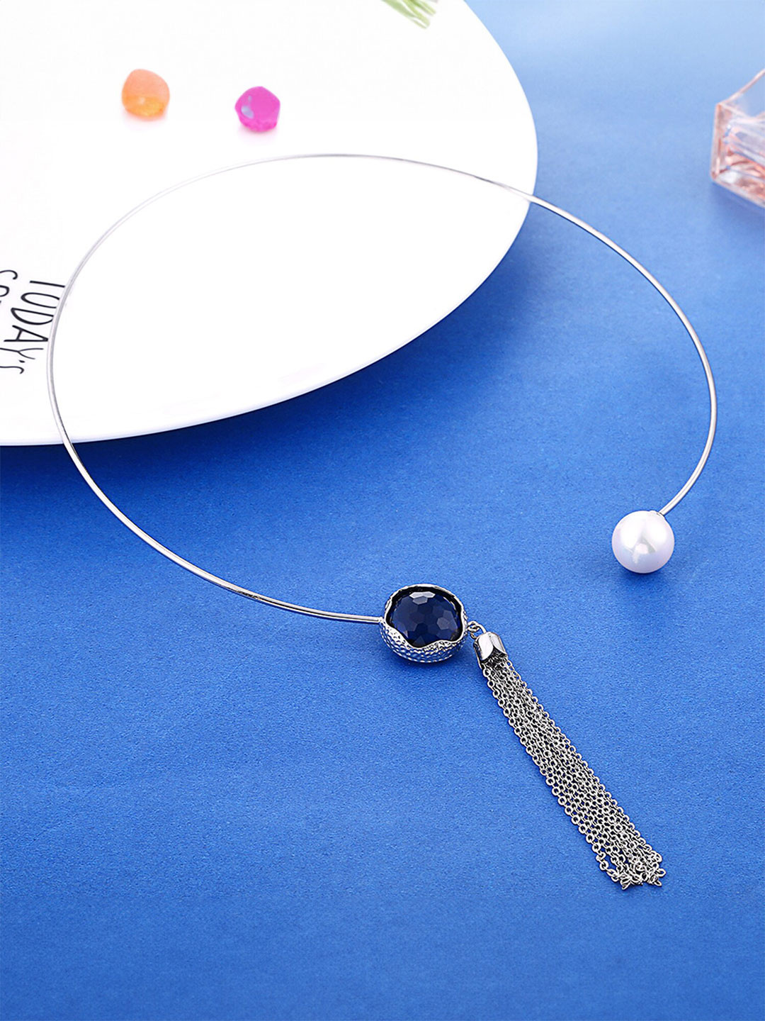 

Yellow Chimes Half Ring Type Necklace, Silver