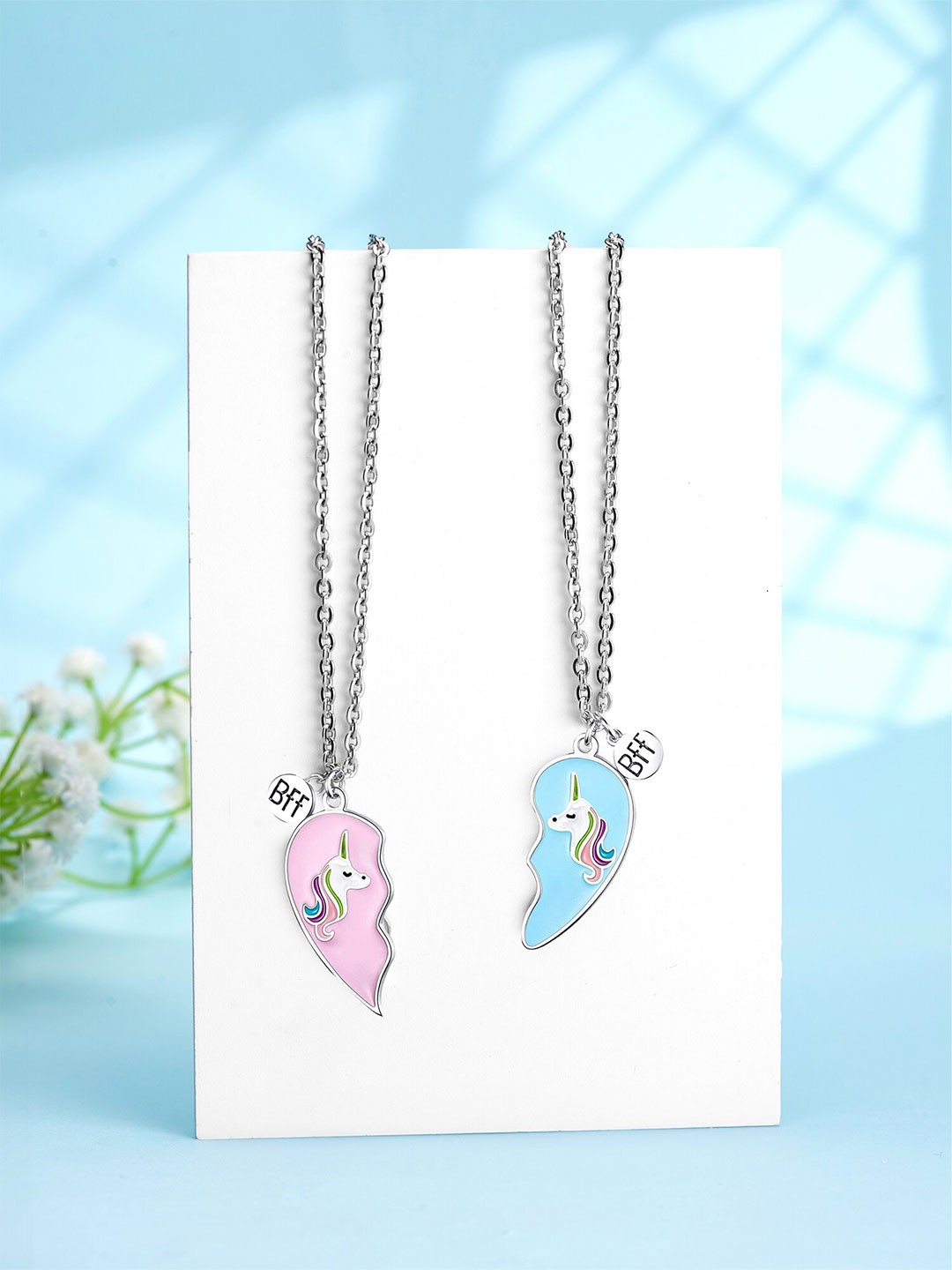 

Yellow Chimes Set Of 2 Heart Charm Pendant & Chain, Blue