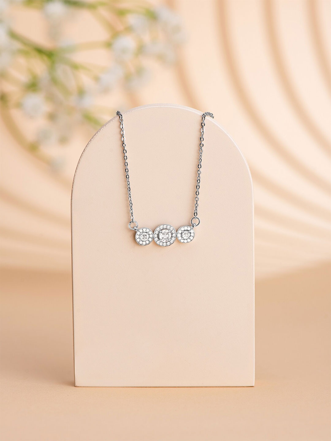 

Yellow Chimes Circle Designed Crystal Necklace, Silver
