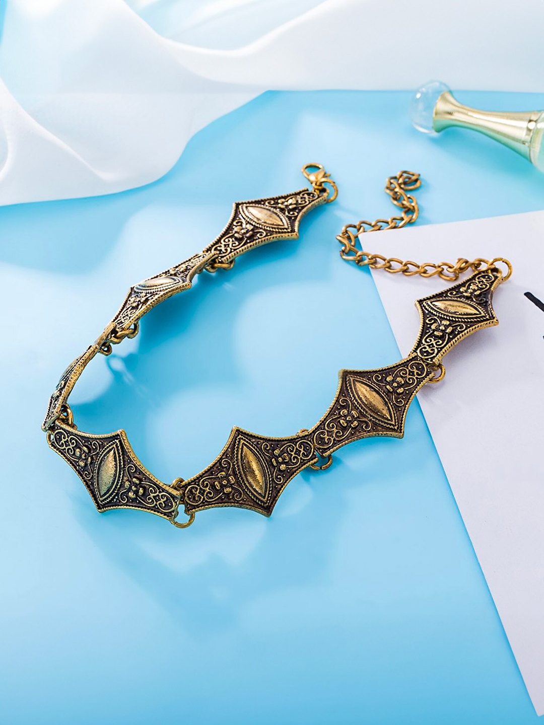 

Yellow Chimes Vintage Charm Collar Choker Necklace, Gold