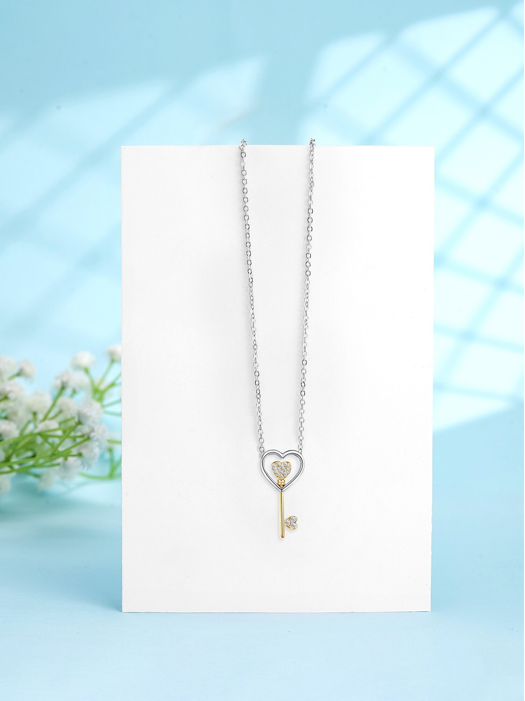

Yellow Chimes Heart Shaped Pendant With Chain, Silver