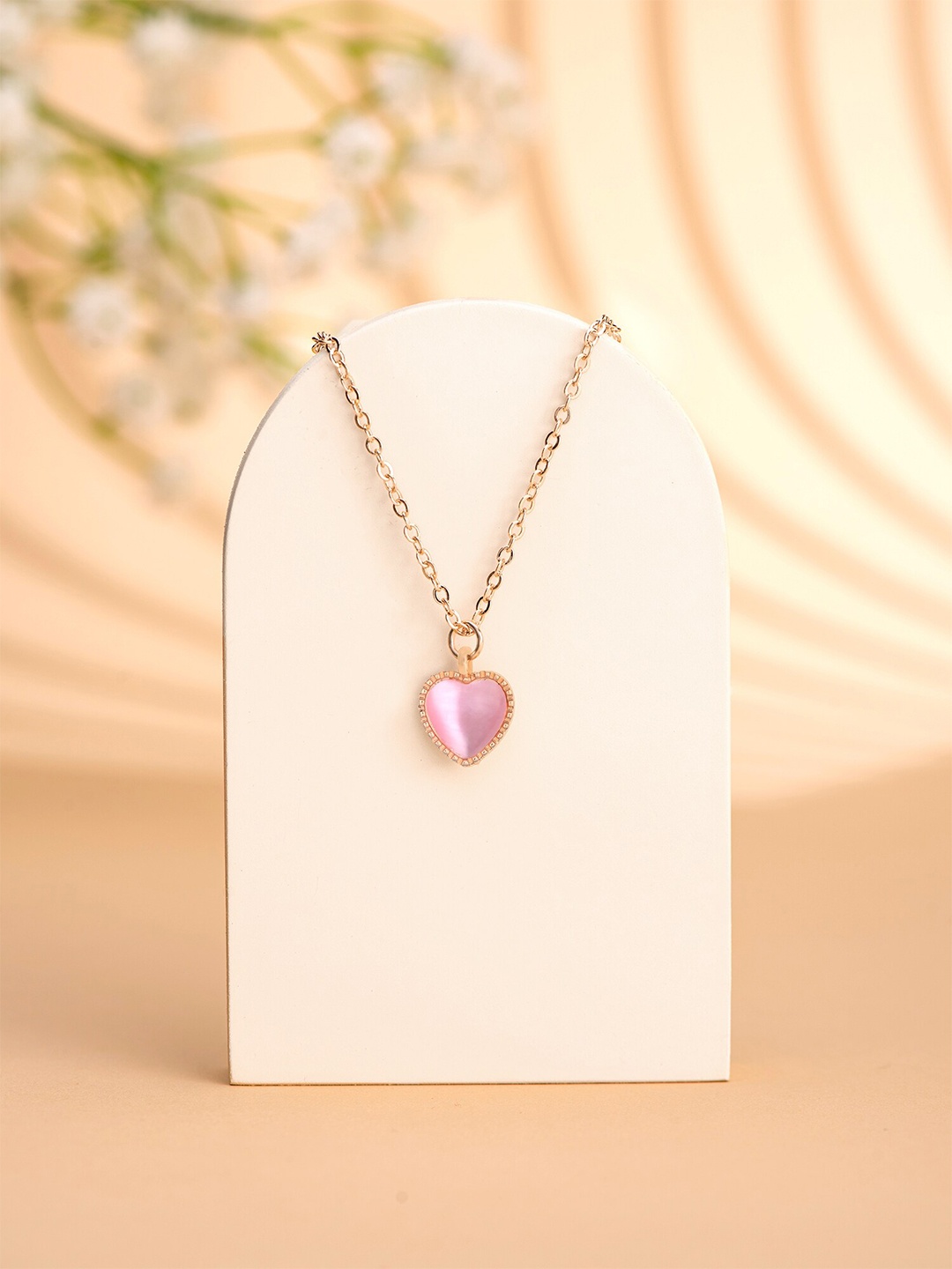 

Yellow Chimes Heart Pendant With Chain, Pink