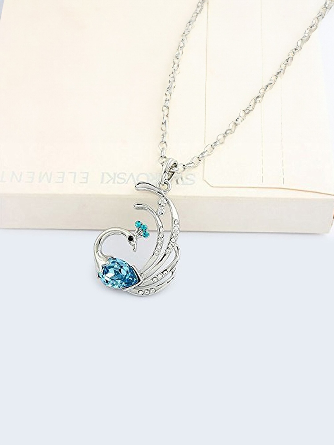 

Yellow Chimes Blue Austrian Cyrstal Peacock Pendant With Chain