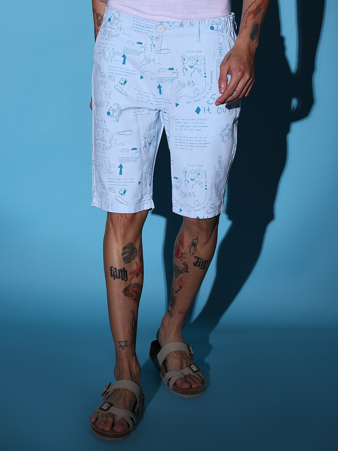 

The Indian Garage Co Men Printed Slim Fit Outdoor Shorts, Blue