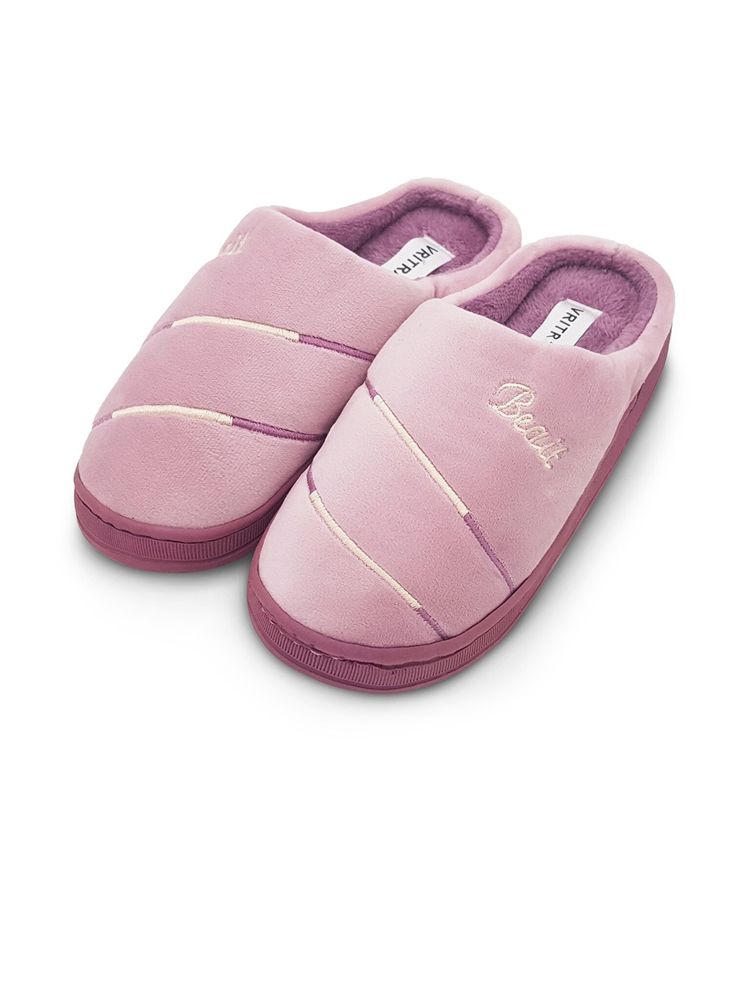 

JENNA Women Striped Fur Room Slippers, Lavender