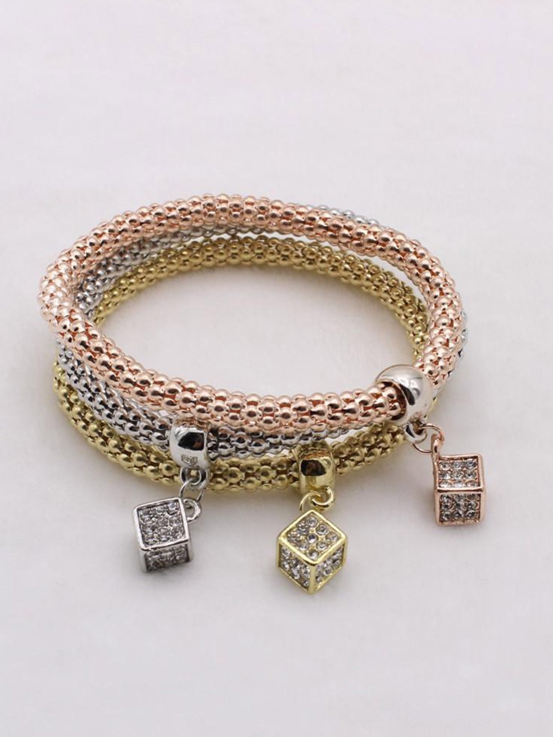 

Lyla Stone-Studded Charm Bracelet, Rose gold