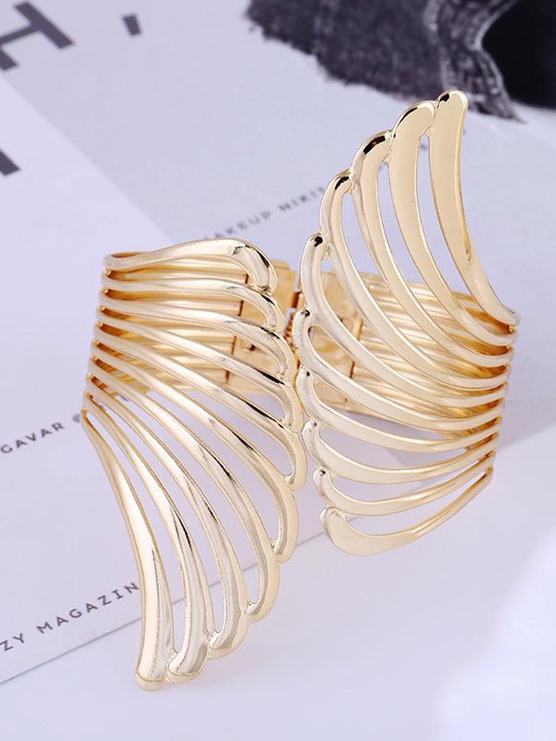 

Lyla Women Feather Cuff Bracelet, Gold