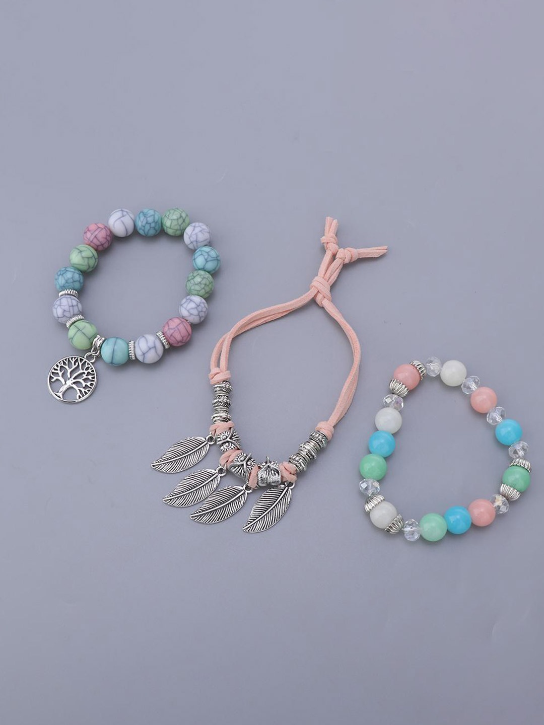 

Lyla Set Of 3 Beaded Ceramic Elasticated Bracelets, Blue