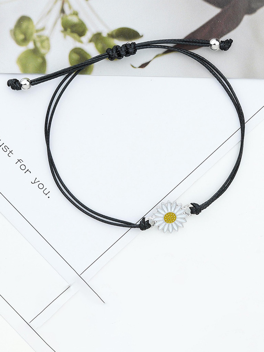 

Lyla Set Of 2 Women Vintage Sunflower Love Lucky Cuff Bracelet, White