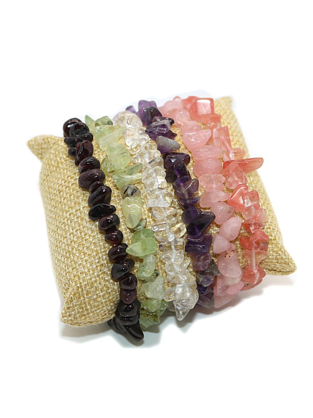 

Lyla Set Of 5 Ceramic Elasticated Bracelet, Red