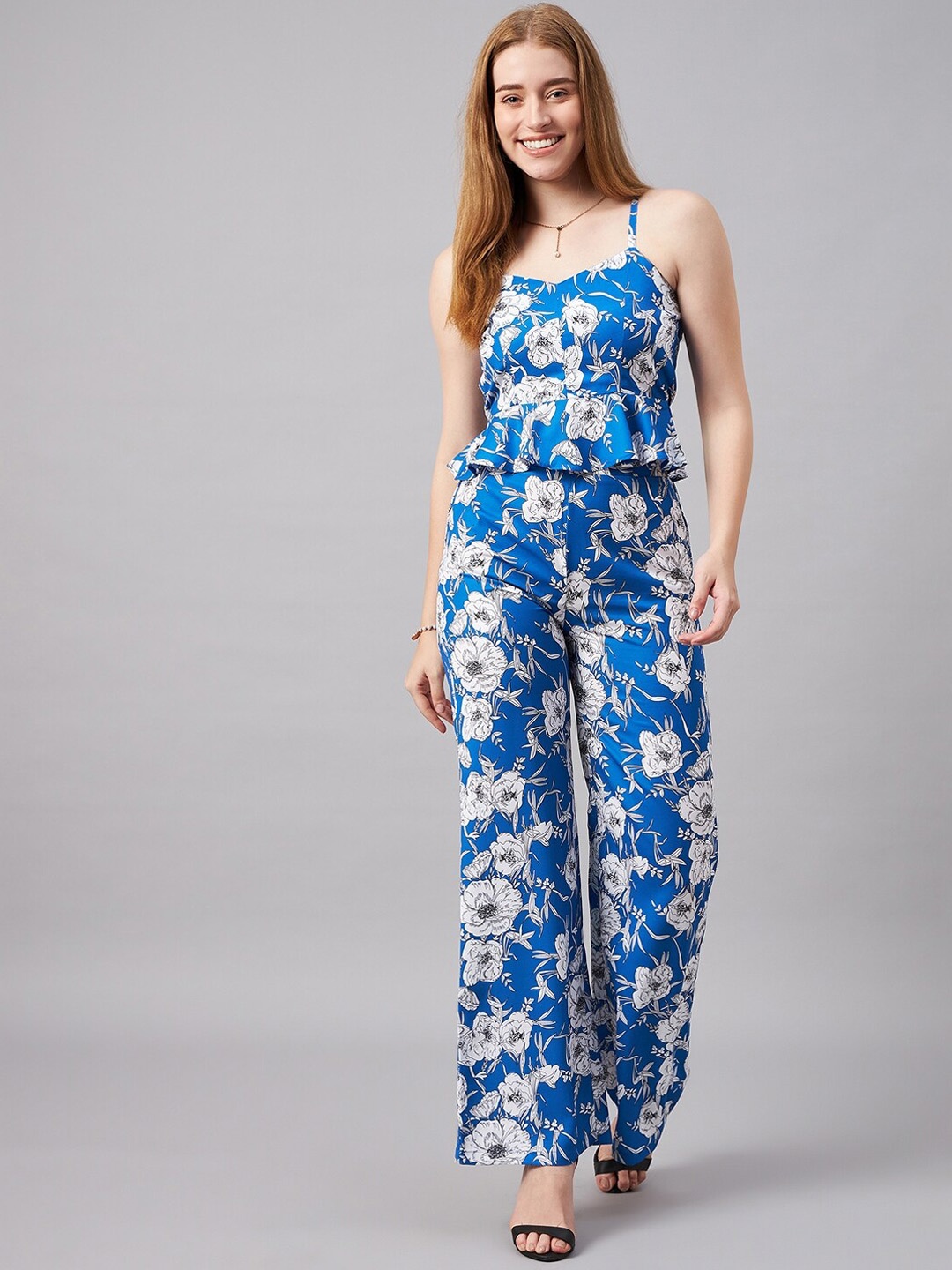 

Chemistry Floral-Printed Top With Palazzo, Blue