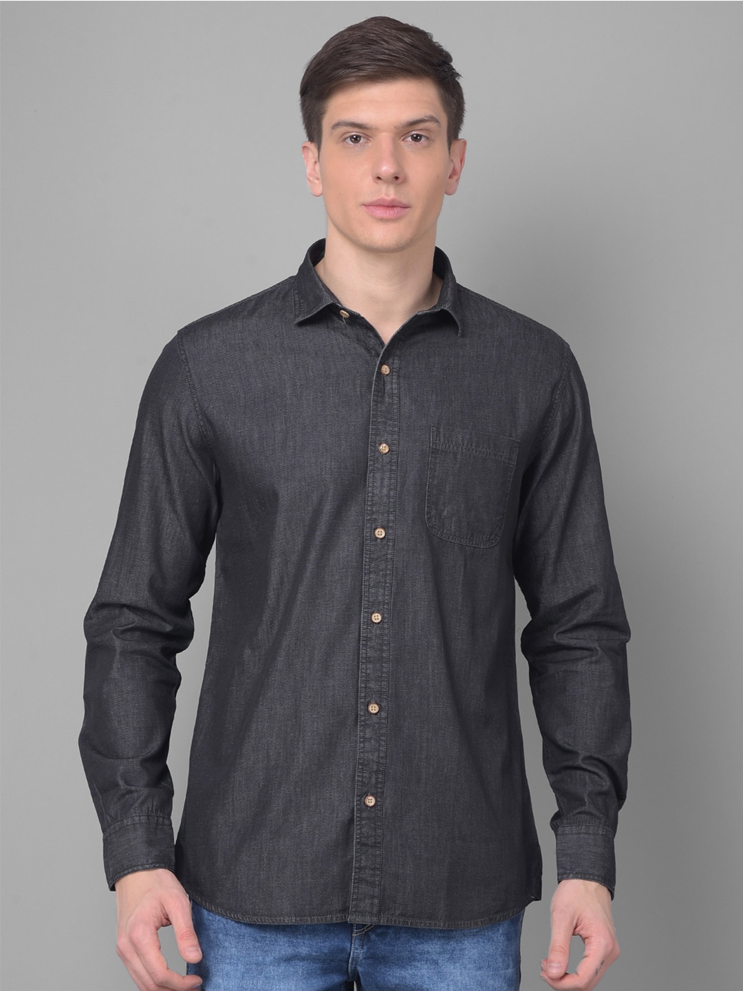 

Canary London Men Black Smart Slim Fit Opaque Casual Shirt