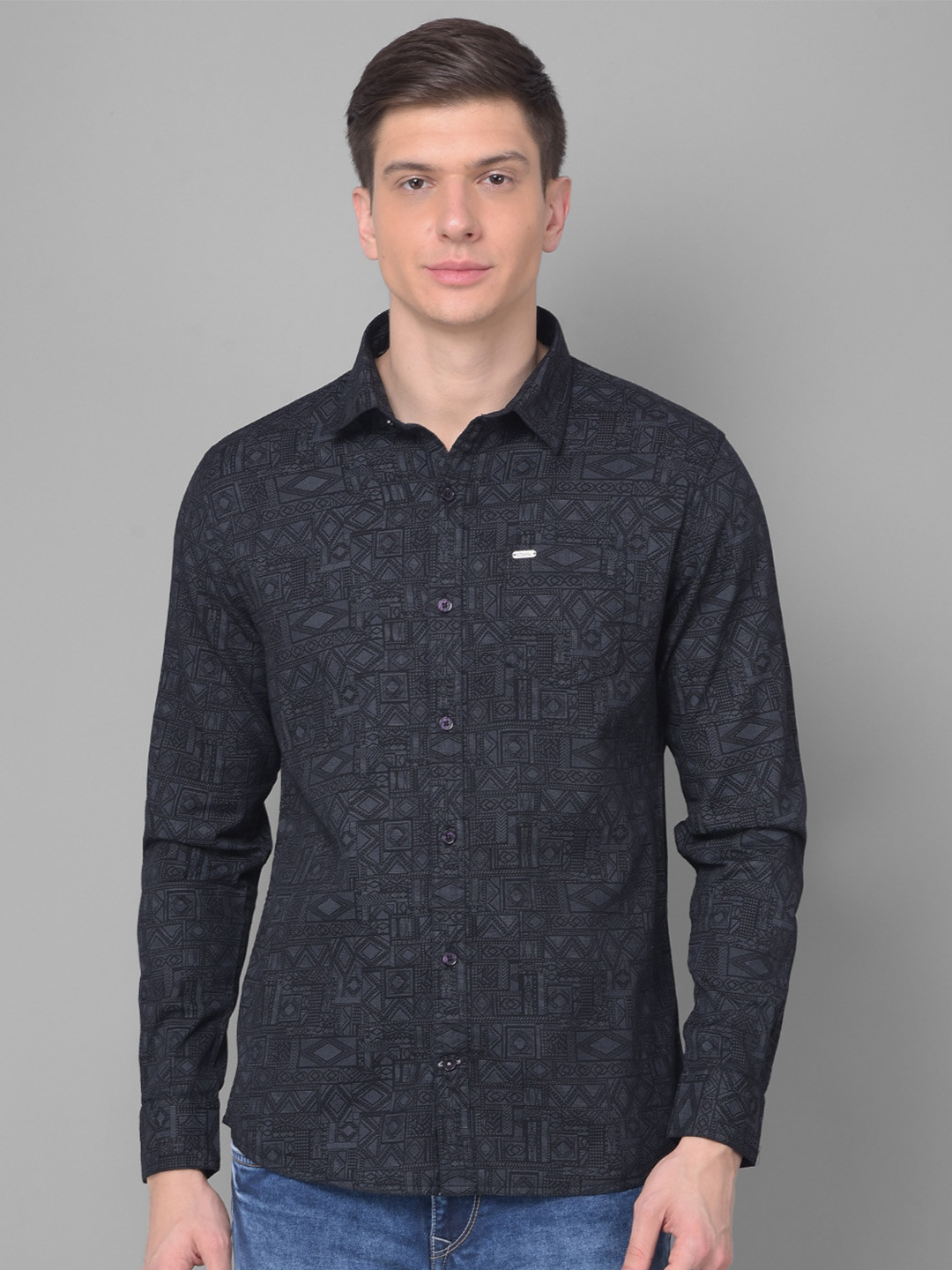 

Canary London Men Black Smart Slim Fit Opaque Printed Casual Shirt