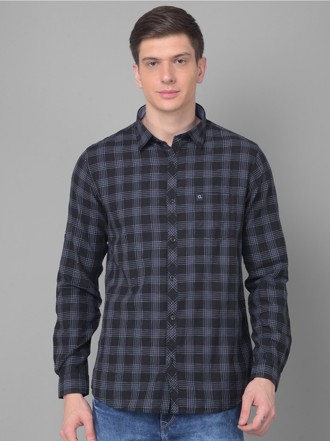 

Canary London Men Black Smart Slim Fit Opaque Checked Casual Shirt