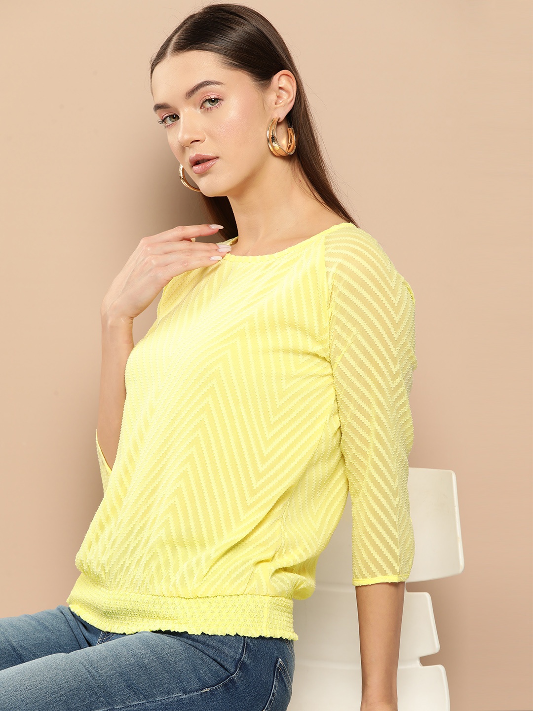 

Chemistry Geometric Self Design Top, Yellow