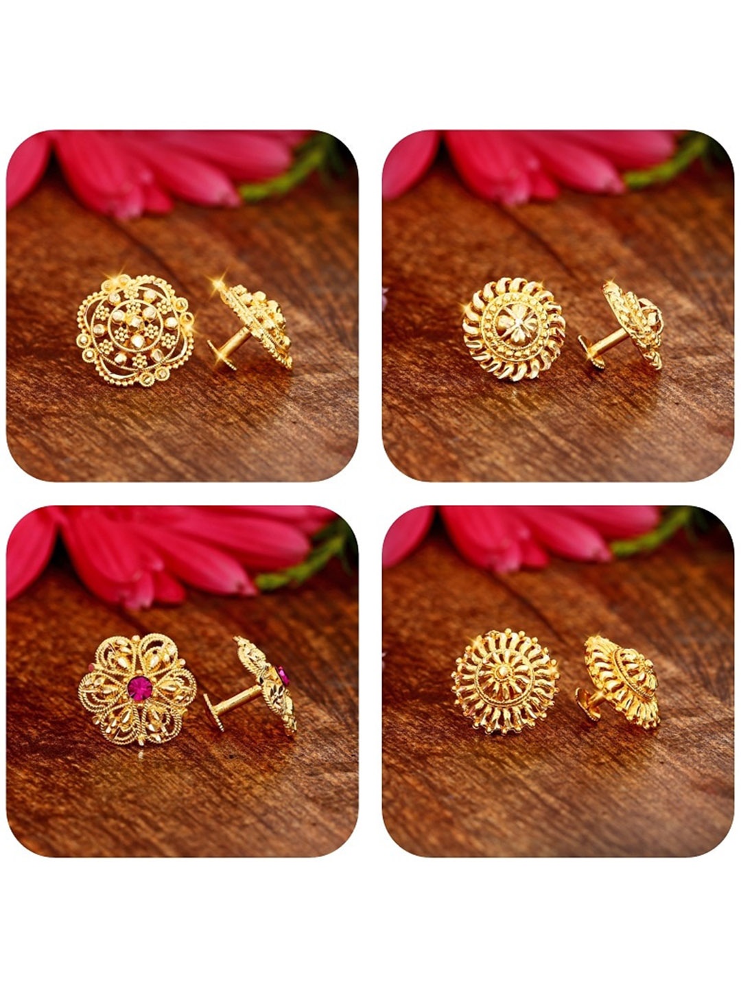 

Vighnaharta Gold-Toned Floral Studs Earrings