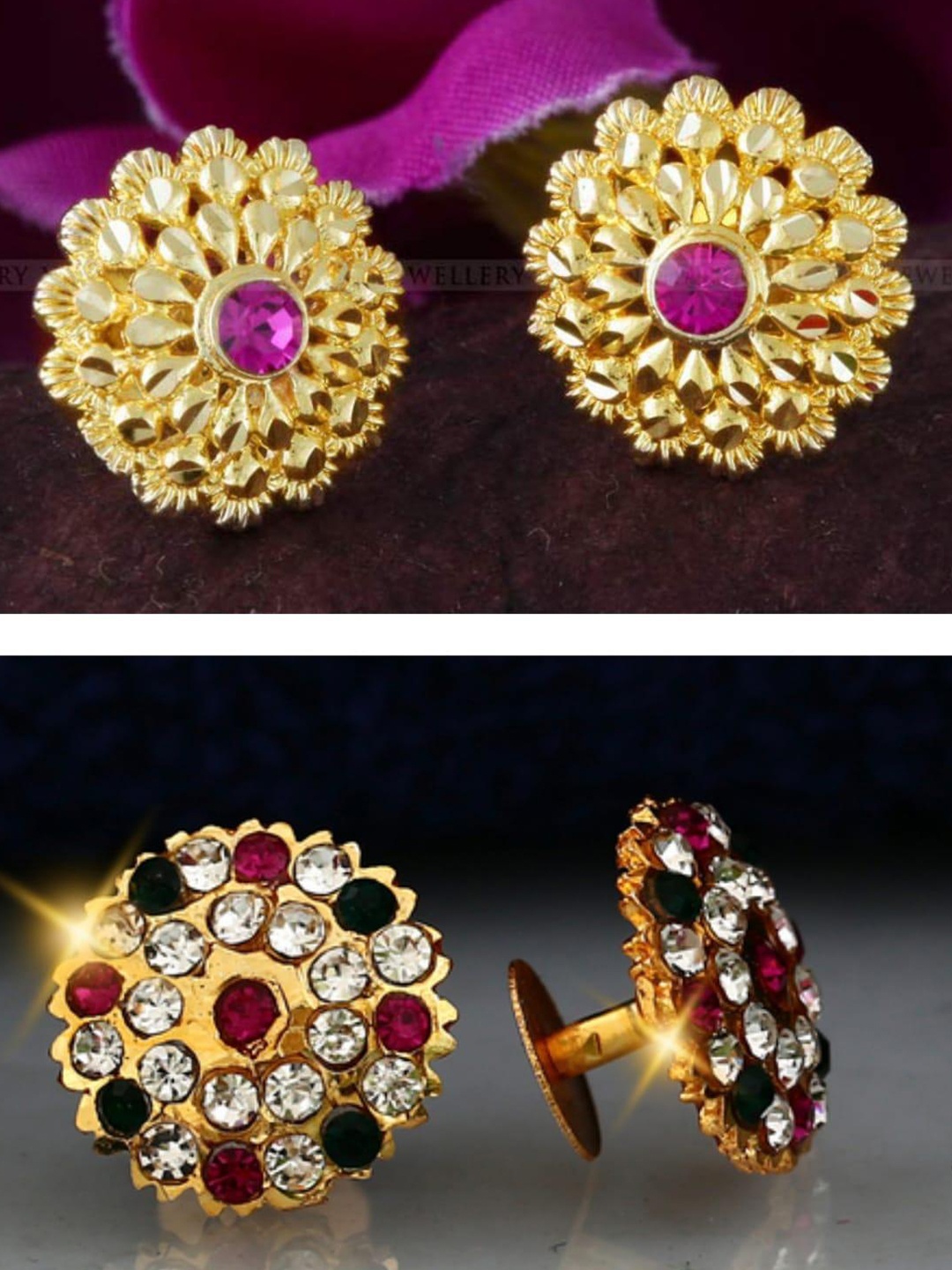 

Vighnaharta Gold-Toned Floral Studs Earrings