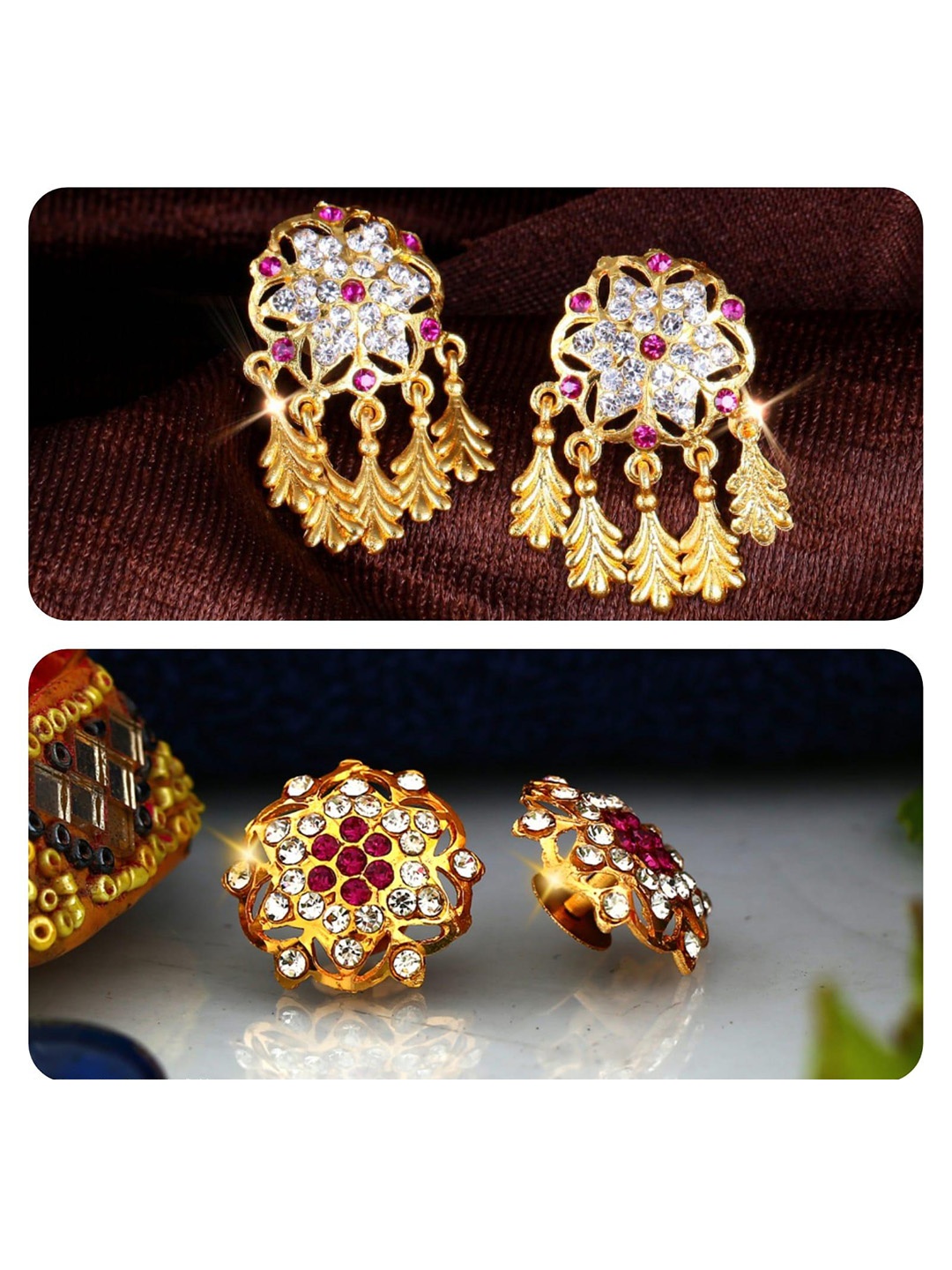 

Vighnaharta Gold-Toned Floral Studs Earrings