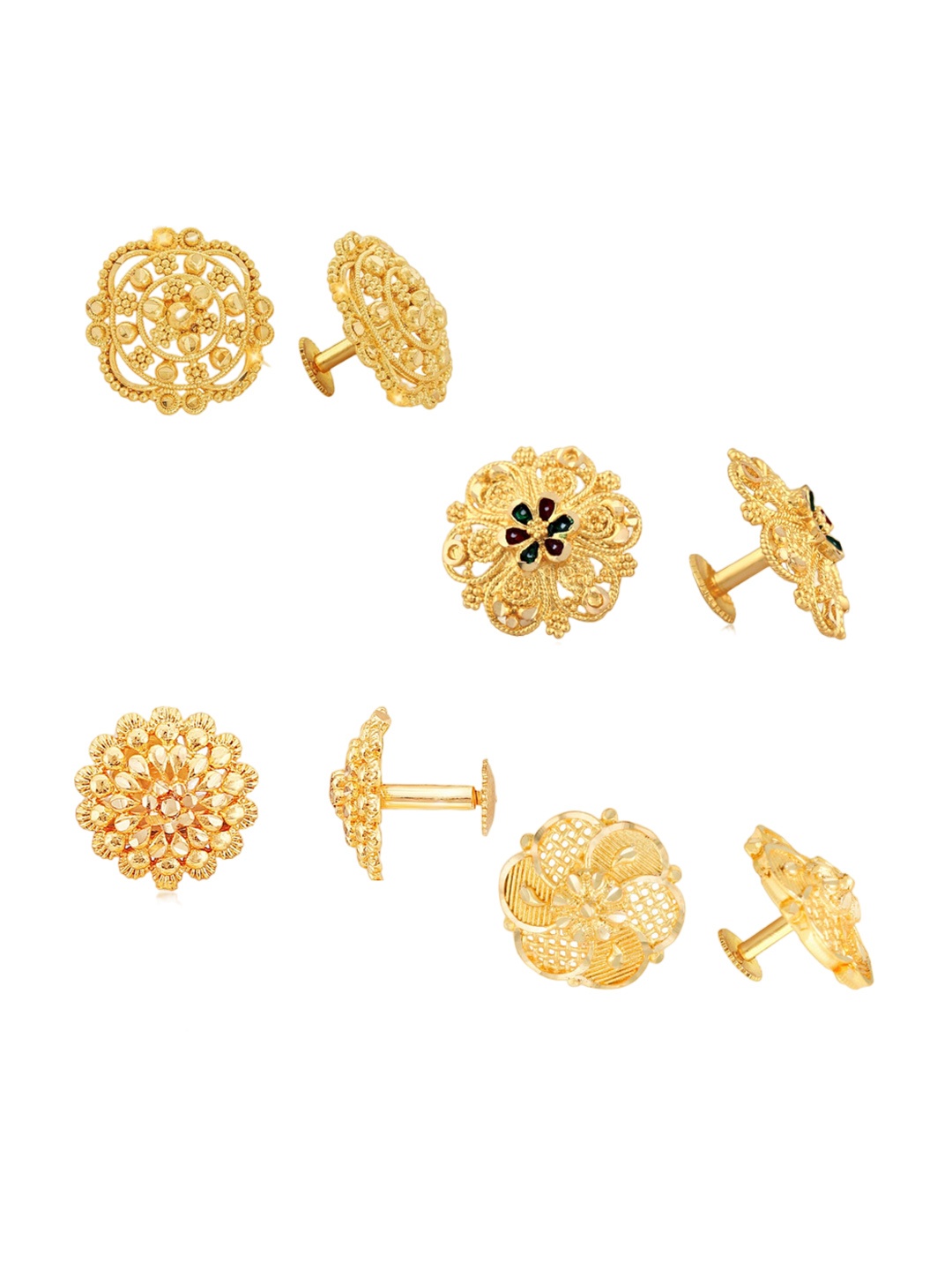 

Vighnaharta Gold-Toned Floral Hoop Earrings