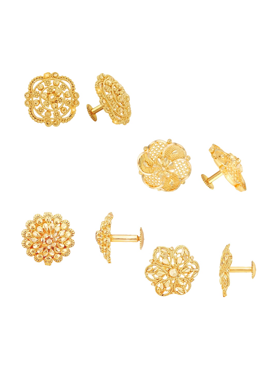 

Vighnaharta Gold-Toned Floral Hoop Earrings
