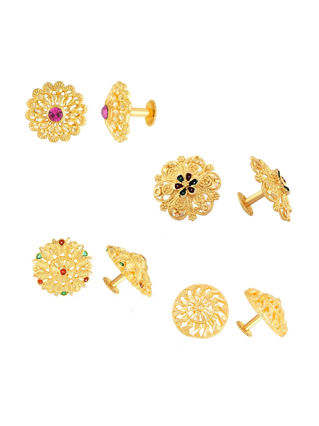 

Vighnaharta Gold-Toned Floral Hoop Earrings